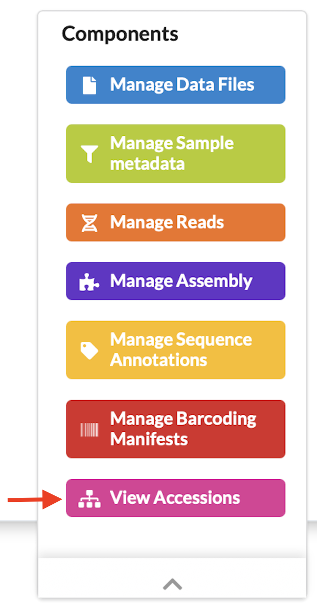 Accession profile component button for Tree of Life profiles