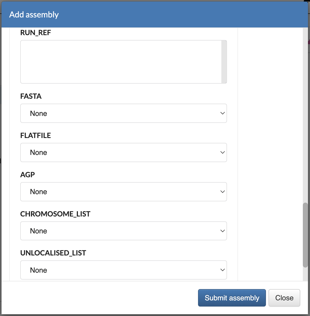 Bottom section of 'Add Assembly' dialogue
